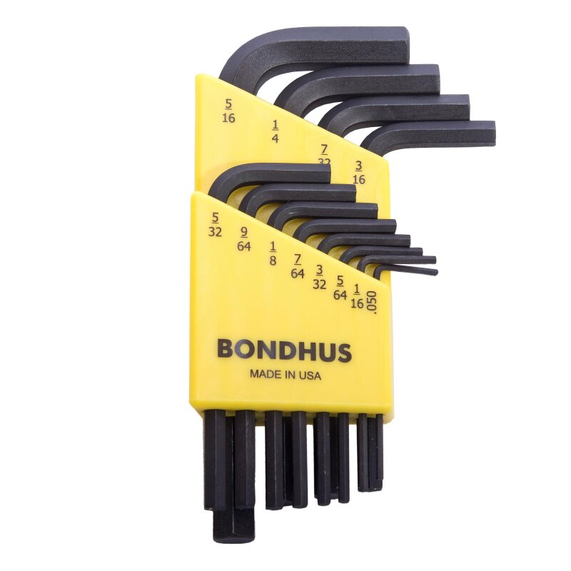 sizes .050-3/8-Inch Short Length Bondhus 12237 Set of 13 Hex L-wrenches