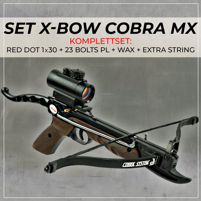 [SPECIAL] SET X-BOW COBRA MX im Red Dot Package - 80 lbs / 165 fps - Pistolenarmbrust