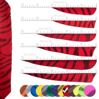 [Bestseller] BSW Zebra - Naturfeder - gestreift | Farbe: Rot / Schwarz - Form: volle Länge - ungestanzt