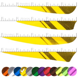 [Bestseller] BSW Black Horn - Naturfeder - geometrische Streifen | Farbe: Gelb / Schwarz - Form: 4 Zoll Shield