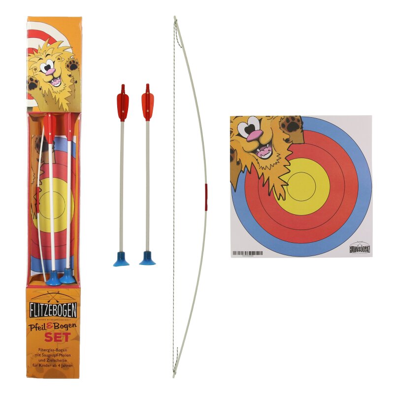 FLITZEBOGEN Freche Feder - Archery Set with 2 Arrows + Target Face