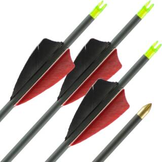 31-35 lbs | Carbon Arrow | LithoSPHERE Black - with Feathers | Spine 600 | 32 inches