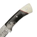 elTORO Buffalo Bone - Damascus - Hunting Knife - 11cm - incl. Leather Sheath