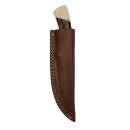 elTORO Buffalo Bone - Damascus - Hunting Knife - 11cm - incl. Leather Sheath