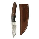 elTORO Walnut Horn - Damascus - Hunting Knife - 10cm - incl. Leather Sheath