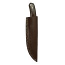 elTORO Brass Horn - Damascus - Hunting Knife - 14cm - incl. Leather Sheath
