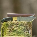 elTORO Brass Horn - Damascus - Hunting Knife - 12.3cm - incl. Leather Sheath