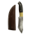elTORO Brass Horn - Damascus - Hunting Knife - 12.3cm - incl. Leather Sheath