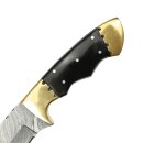 elTORO Double Brass Horn - Damascus - Hunting Knife - 10.3cm - incl. Leather Sheath