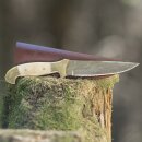 elTORO Double Brass Bone - Damascus - Hunting Knife - 13cm - incl. Leather Sheath