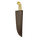 elTORO Double Brass Bone - Damast - Jagdmesser - 13cm - inkl. Lederscheide