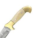 elTORO Double Brass Bone - Damascus - Hunting Knife - 13cm - incl. Leather Sheath