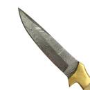 elTORO Double Brass Bone - Damascus - Hunting Knife - 13cm - incl. Leather Sheath