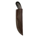elTORO Brass Horn - Damascus - Hunting Knife - 12.5cm - incl. Leather Sheath