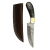 elTORO Brass Horn - Damascus - Hunting Knife - 12.5cm - incl. Leather Sheath