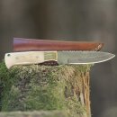 elTORO Brass Bone - Damascus - Hunting Knife - 12cm - incl. Leather Sheath