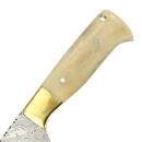 elTORO Brass Bone - Damascus - Hunting Knife - 12cm - incl. Leather Sheath