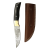 elTORO Brass Horn - Damascus - Hunting Knife - 11cm - incl. Leather Sheath