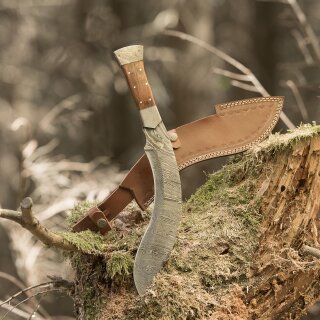 elTORO Machete - Damascus Steel - 28cm - incl. Leather...