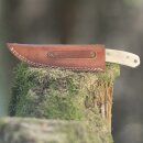 elTORO Brass Bone - Damascus - Hunting Knife - 14cm - incl. Leather Sheath