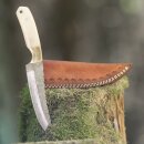 elTORO Brass Bone - Damascus - Hunting Knife - 14cm - incl. Leather Sheath