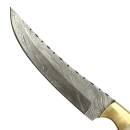 elTORO Brass Bone - Damascus - Hunting Knife - 14cm - incl. Leather Sheath