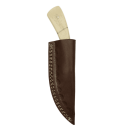 elTORO Fine Brass Bone - Damascus - Hunting Knife - 7.7cm - incl. Leather Sheath