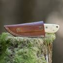 elTORO Skinner Bone - Skinning Knife made of Damascus Steel - 8.5cm - incl. Leather Sheath