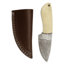 elTORO Skinner Bone - Skinning Knife made of Damascus Steel - 8.5cm - incl. Leather Sheath