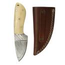 elTORO Skinner Bone - Skinning Knife made of Damascus Steel - 8.5cm - incl. Leather Sheath