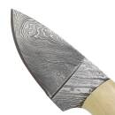 elTORO Skinner Bone - Skinning Knife made of Damascus Steel - 8.5cm - incl. Leather Sheath