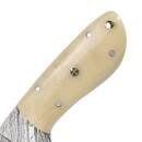 elTORO Skinner Bone - Skinning Knife made of Damascus Steel - 8.5cm - incl. Leather Sheath