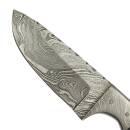 elTORO Damascus Horn - Damascus - Hunting Knife - 9cm - incl. Leather Sheath