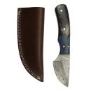 elTORO Wood Horn - Damast - Jagdmesser - 7cm - inkl. Lederscheide