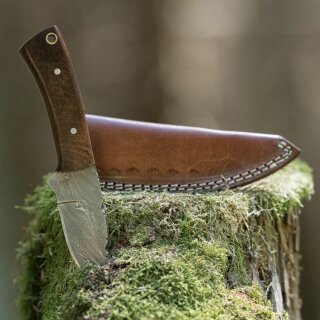 elTORO Walnut - Damascus - Hunting Knife - 8.3cm - incl....