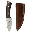 elTORO Walnut - Damascus - Hunting Knife - 8.3cm - incl. Leather Sheath