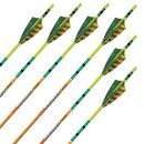Complete Arrow | Black EAGLE Instinct Crested .005 - Carbon - Fletched at Factory - 6 Pieces - Spine: 400 | Colour: Green-Yellow