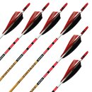 Complete Arrow | Black EAGLE Vintage Crested .005 - Carbon - Fletched at Factory - 6 Pieces Spine: 350 | Colour: Red-White-Black