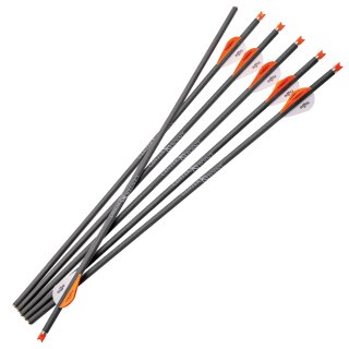 6Pcs Crossbow OD8mm 17/20/22" Archery Hunting Bolt Carbon Arrows W/4" Vanes Head 