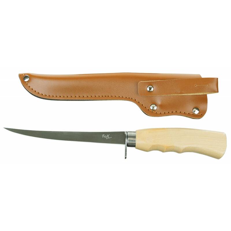 FOX OUTDOOR Filetiermesser - Classic - Birkenholzgriff - Scheide