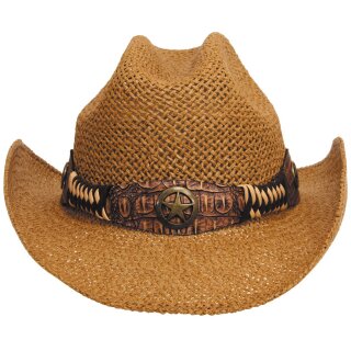 FOXOUTDOOR Straw Hat - Georgia - with hat band - brown