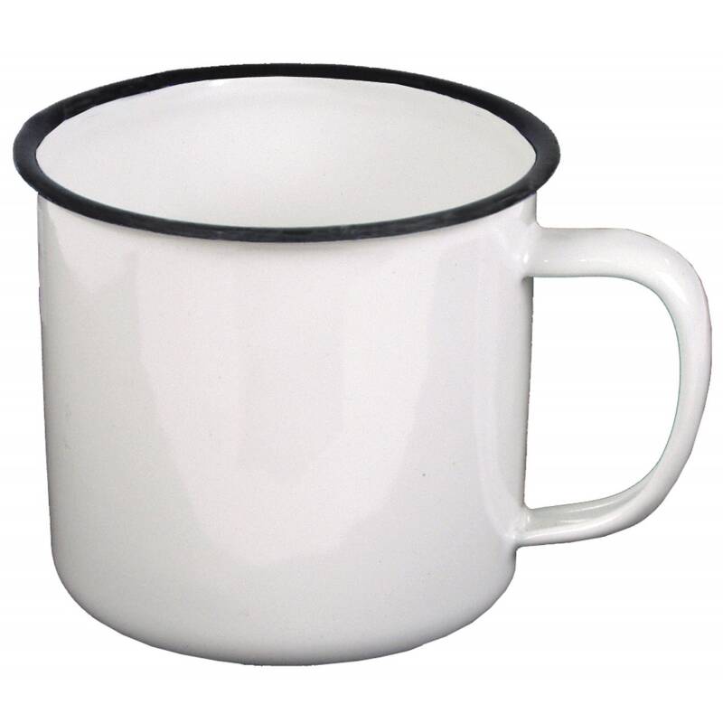 MFH Emaille-Tasse - wei-schwarz - ca. 350 ml