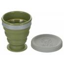 MFH collapsible mug - with lid - silicone - olive - 200 ml