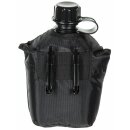 MFH US Plastikfeldflasche - 1 l - Hülle - schwarz - BPA-frei