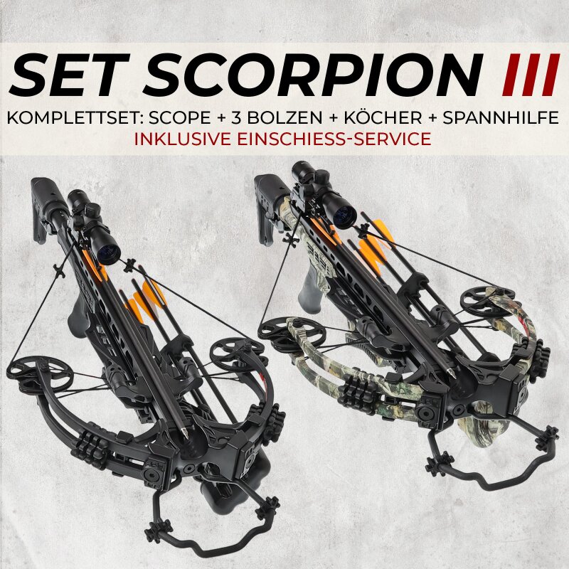 [SPECIAL] X-BOW Scorpion III - 405 fps / 200 lbs - inkl. Einschießservice auf 30m - Compoundarmbrust