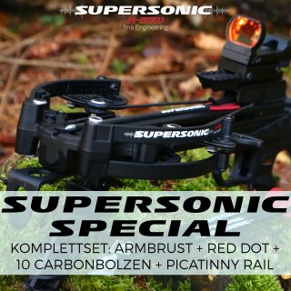 [SET] X-BOW FMA Supersonic - 120 lbs / 330 fps - Pistolenarmbrust inkl. Red Dot & Bolzen