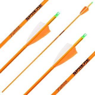 Komplettpfeil | SPHERE Lumos 6.2 - Neon Orange - Carbon - Naturfedern | Spine: 400 | Länge: 26 Zoll