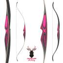 EXHIBITION PIECE | JACKALOPE - Quartz - 58 inches - One Piece Recurve Bow - 30 lbs | Right Hand | Colour: Pink / Black