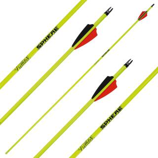 Komplettpfeil | SPHERE Lumos 6.2 - Neon Gelb - Carbon - Naturfedern | Spine: 800 | Länge: 28 Zoll