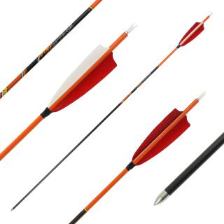 2nd CHANCE | 10 x complete arrow | PyroSPHERE Slim - natural feathers - 28" | Spine: 400